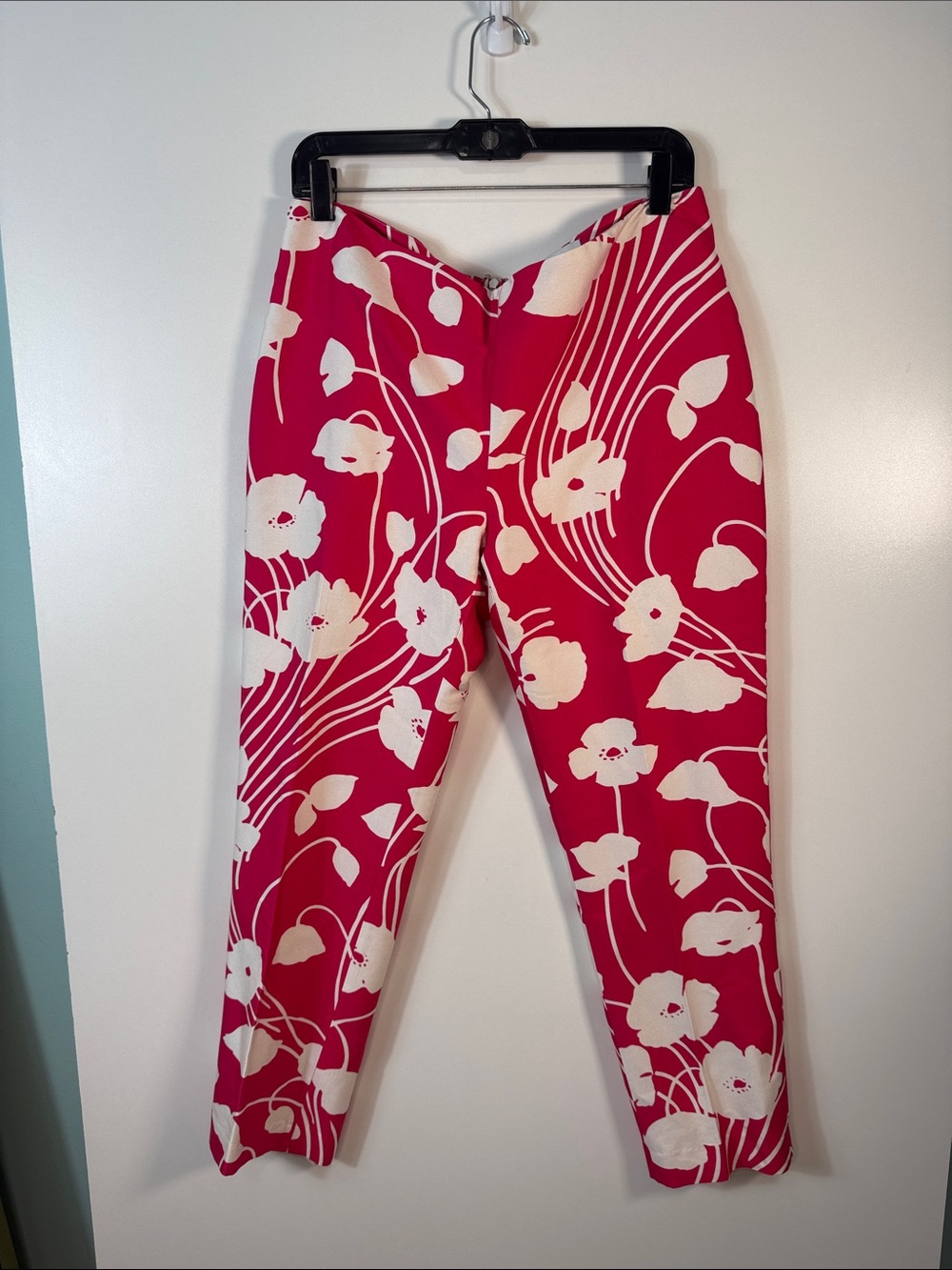 #703 Elizabeth McKay Pink Floral Ankle Pants size 8
